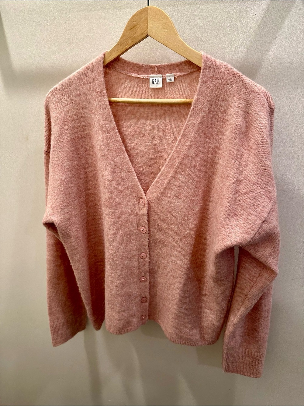 GAP Dusty Rose Button-Front V-Neck Cardigan